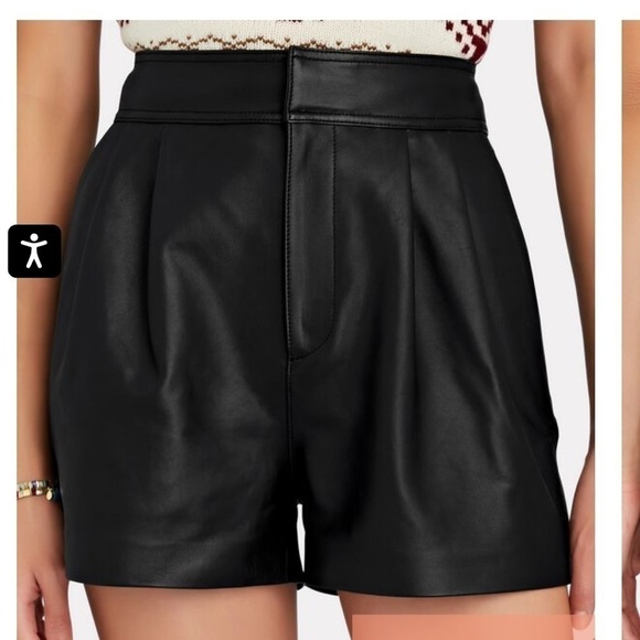 INTERMIX Black Remi Pleated Leather Shorts NWT - Picture 3 of 9
